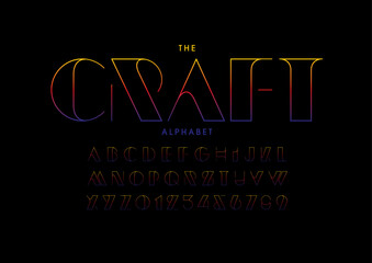 Vector of stylized modern font and alphabet