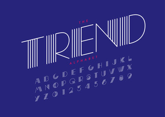 Vector of stylized modern font and alphabet