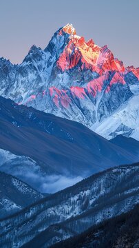Xigaze tingri county of Tibet Himalayan peaks of rizhao dawn peak
