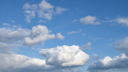 Sky. The clouds. Cumulus clouds in a blue sky. Landscape - nature