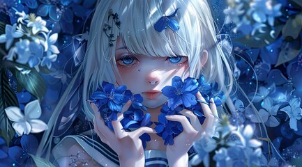 Nemophila and the Silver-Haired Girl