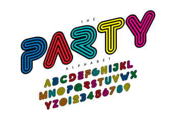 Vector of stylized modern font and alphabet