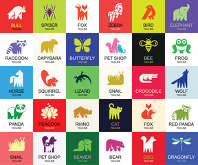 Animals logos collection. Animal logo set. Icon design
