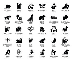 Animals logos collection. Animal logo set. Icon design
