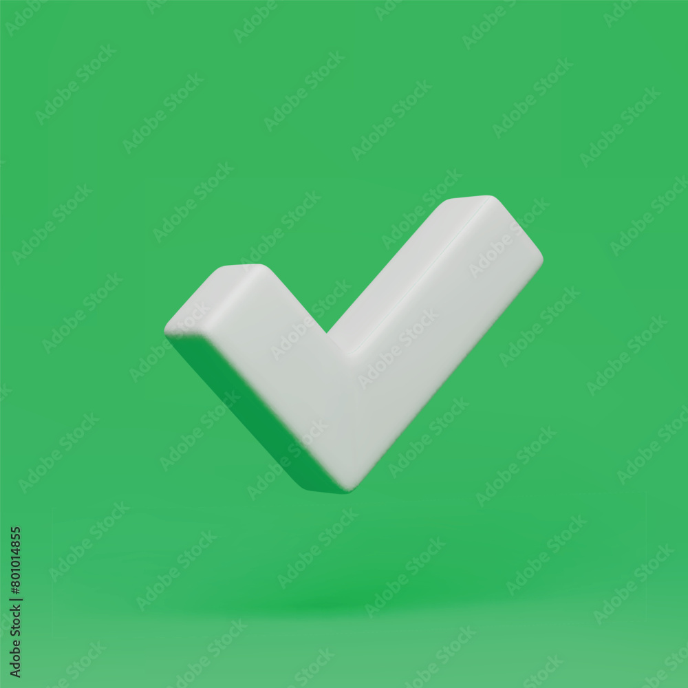 Aufkleber 3d realistic right check mark sign minimal style. yes or correct sign. validation, approved concept,