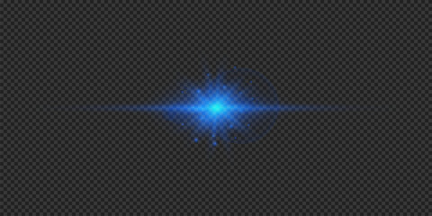 Blue horizontal light effect of lens flares