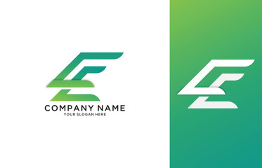 E letter logo in green design with creative cuts vector image