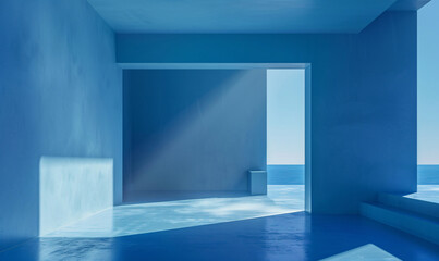 empty blue room-generative ai