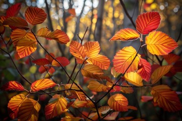 Vibrant Autumn Leaves in Sunlight