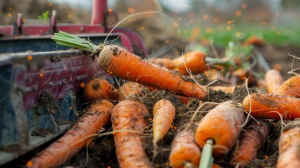 Some machines may include brushes, rollers, or air blowers to remove excess soil and debris from the harvested carrots.