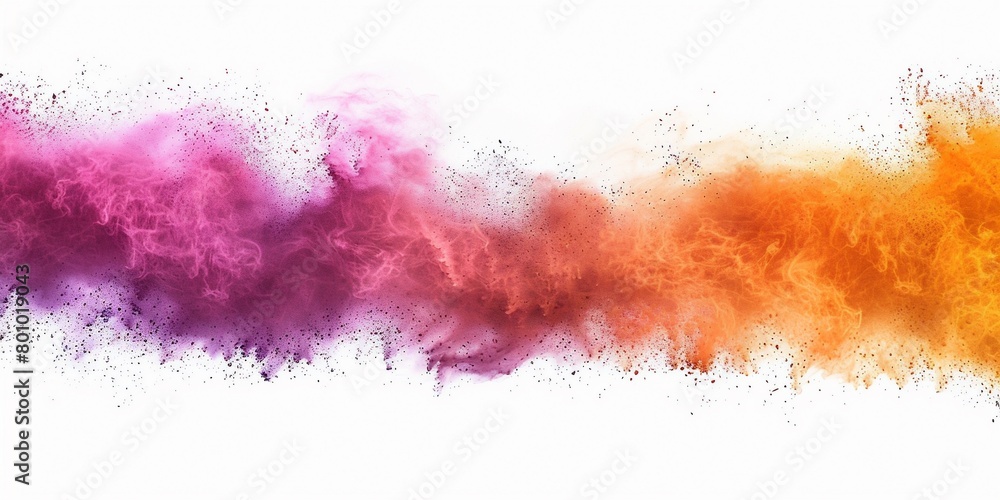 Poster abstract background of summer tone coloured powder exploding in white background.