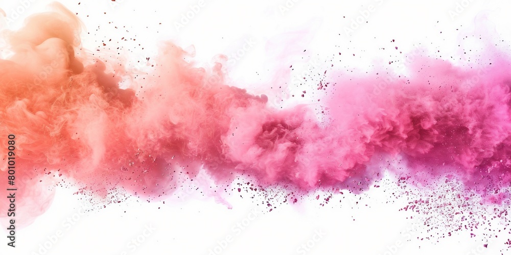 Poster abstract background of summer tone coloured powder exploding in white background.