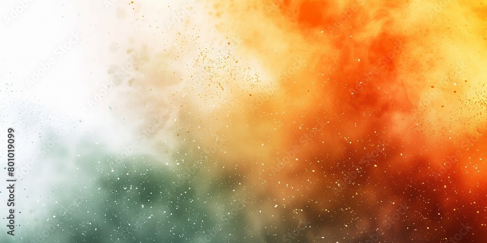 Poster abstract background of summer tone coloured powder exploding in white background.