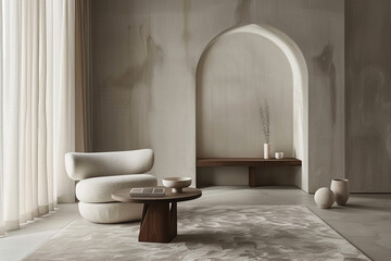 The Bofinger chair in a neutral-toned interior, exuding a sense of calm and understated elegance.