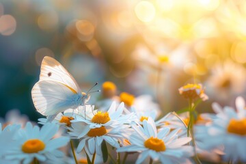 butterfly sitting on a daisy flower