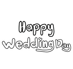 Vector illustration with scrawl sketch 'Happy Wedding day'. used free handwritten style. Isolated on white background.