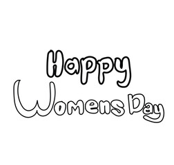 Vector illustration with scrawl sketch 'Happy Womens'. used free handwritten style. Isolated on white background.