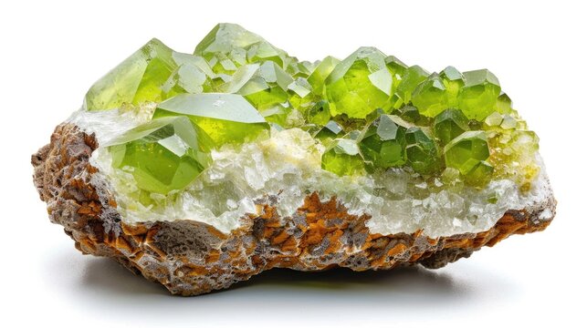 Green Gemstone Peridot Crystal on Natural Matrix from Kohistan Valley, Pakistan - Precious Mineral