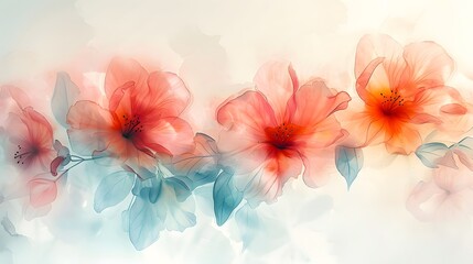 A soft and dreamy depiction of abstract flowers painted in watercolor style, Beautiful abstract colorful flower design. Generative AI