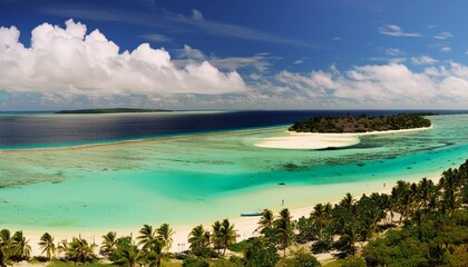 Beautiful view over a pacific island atoll, with glorious sea and sky
