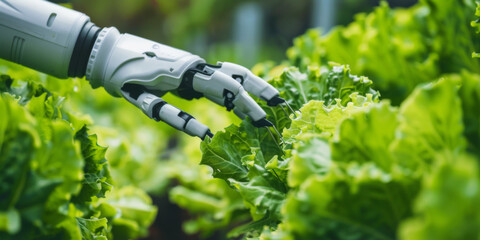 Smart farming agricultural technology Robotic arm harvesting hydroponic