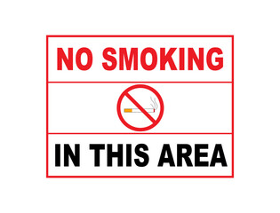 No Smoking in this area on a white background