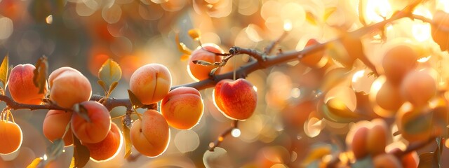 Blurred background with ripe apricots.