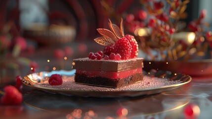 The intricate details of the dessert are brought to life with the precision of an octane render, highlighting its exquisite craftsmanship.