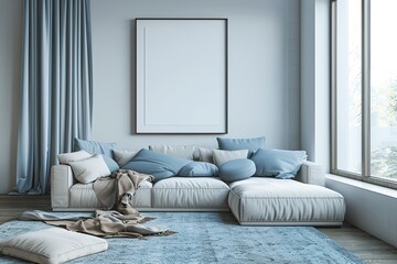 A single blank white frame hangs on the wall