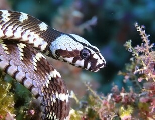 Annulated sea snake underwater