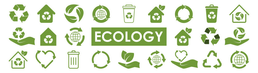 set of environmental icons on white background