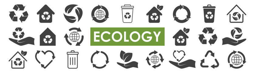 set of environmental icons on white background