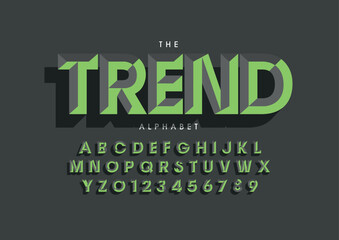 Vector of stylized modern font and alphabet