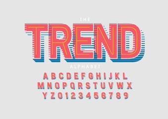 Vector of stylized modern font and alphabet