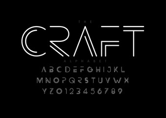 Vector of stylized modern font and alphabet