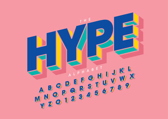 Vector of stylized modern font and alphabet