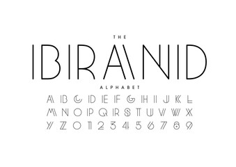 Vector of stylized modern font and alphabet