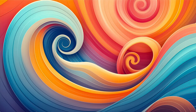 Abstract 3d modern background, colorful swirls illustration	