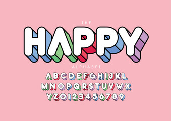 Vector of stylized modern font and alphabet