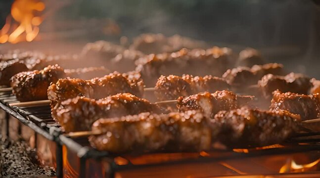 Seared Pork Satay with a Spicy Peanut and Coconut Sauce