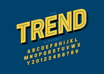 Vector of stylized modern font and alphabet