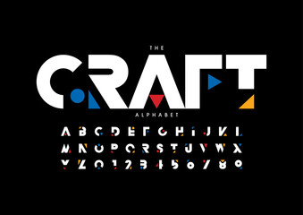 Vector of stylized modern font and alphabet