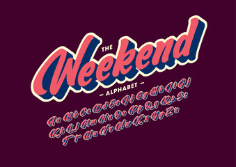 Vector of stylized modern font and alphabet