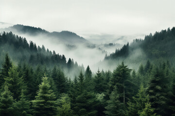 Fototapeta premium View of green forest trees