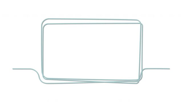 Rectangular, square shape, frame, buble, outline self drawing animation. Blue line animated on white background.	