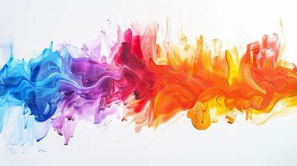 Dynamic streaks of radiant color merge together to paint a mesmerizing picture against a clean, white canvas.