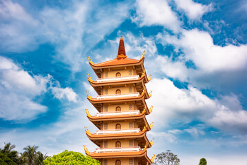 Traditional Buddhist pagoda in Vietnam, asian religious building