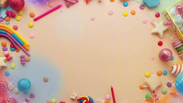 Children Day Greeting. Plain Background with Toys Frame