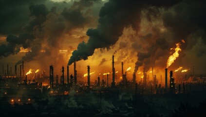 Obraz premium factory smoke from chimneys emissions bad ecology