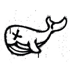 Graffiti spray whale isolated on white background